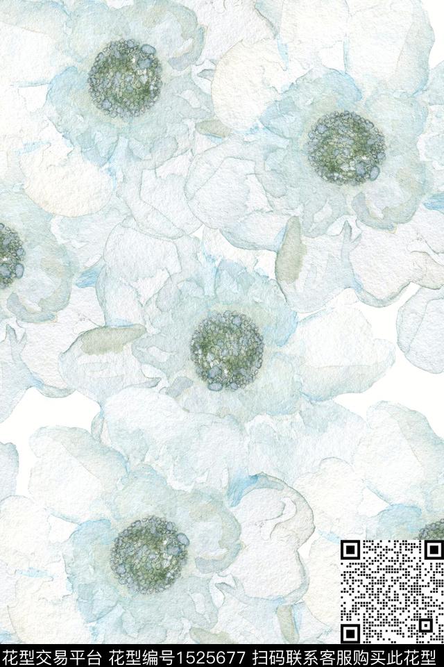 水彩花卉水彩童装数码印花花型下载（图片编号: 1525677） - 瓦栏（Walan）