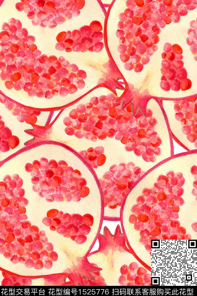 水果水彩食物数码印花花型下载（图片编号: 1525776） - 瓦栏（Walan）
