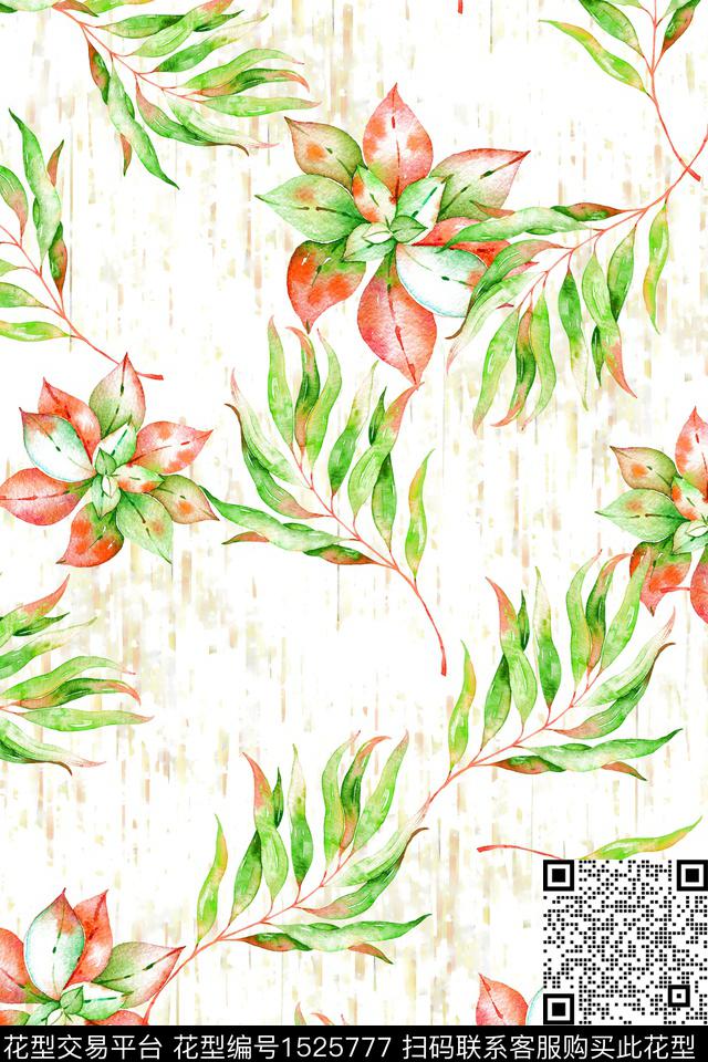 水彩春夏花型床品数码印花花型下载（图片编号: 1525777） - 瓦栏（Walan）
