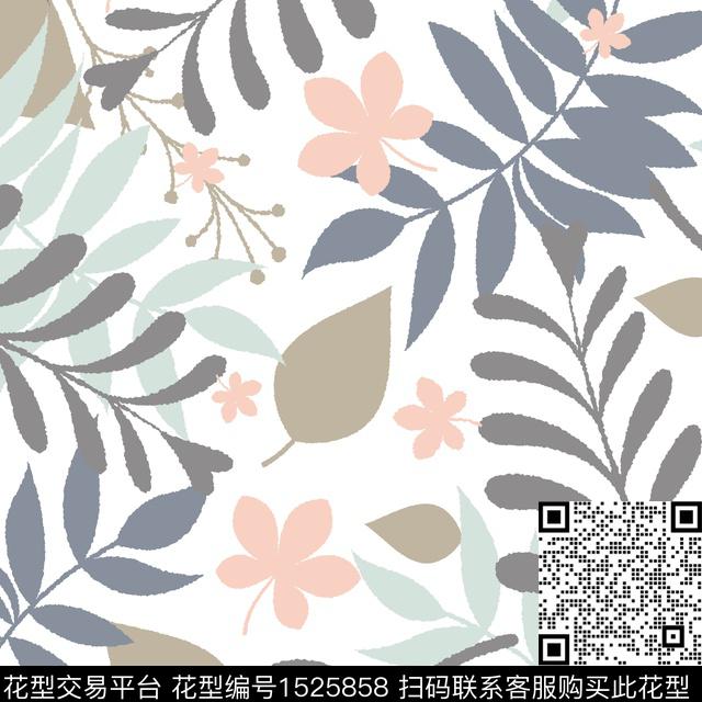 ZJY20230139.jpg - 1525858 - 几何花卉 床品 手绘 - 传统印花花型 － 床品花型设计 － 瓦栏