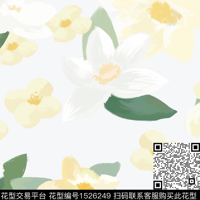 花卉小清新清爽数码印花花型下载（图片编号: 1526249） - 瓦栏（Walan）