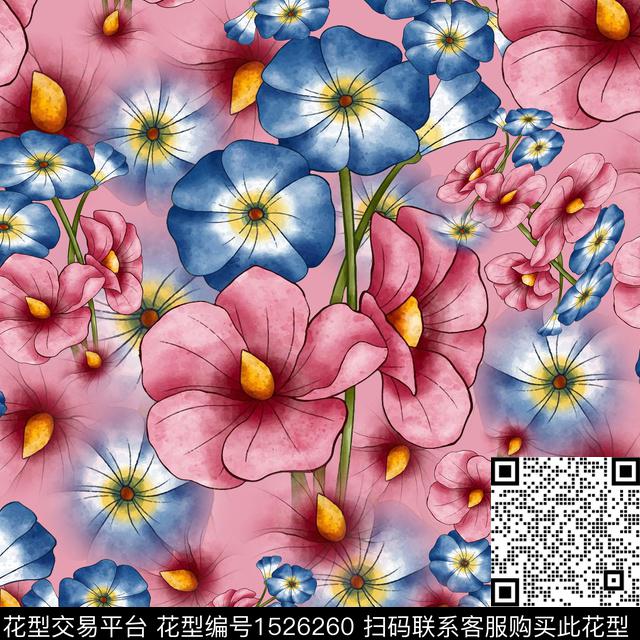花卉水彩花卉小碎花数码印花花型下载（图片编号: 1526260） - 瓦栏（Walan）