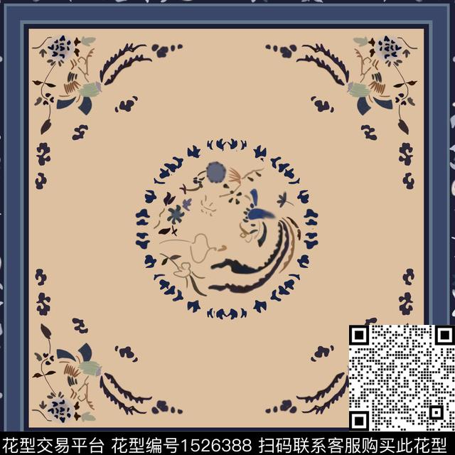 花卉传统花型中国风定位花数码印花花型下载（图片编号: 1526388） - 瓦栏（Walan）