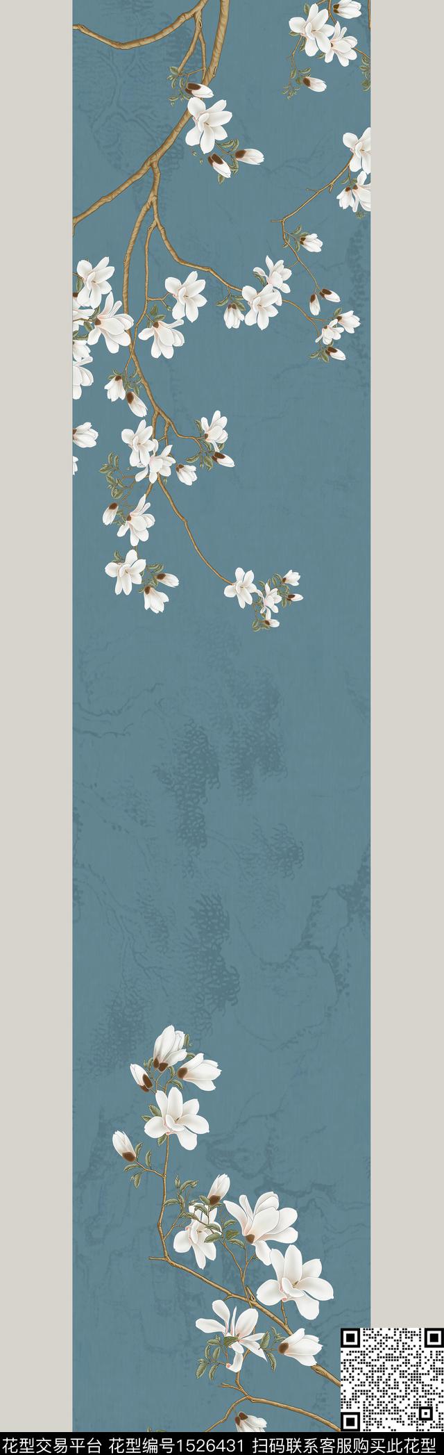 花卉传统花型中国风定位花数码印花花型下载（图片编号: 1526431） - 瓦栏（Walan）