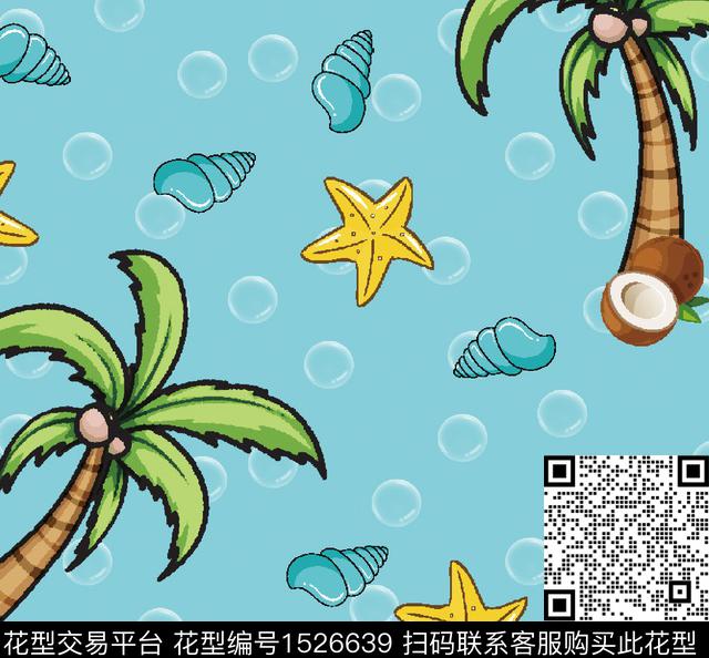 A-8.jpg - 1526639 - 可爱 童装 椰子树 - 数码印花花型 － 童装花型设计 － 瓦栏