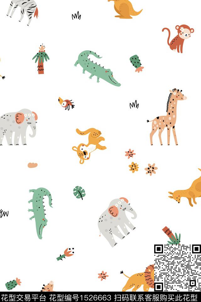 动物手绘卡通传统印花花型下载（图片编号: 1526663） - 瓦栏（Walan）