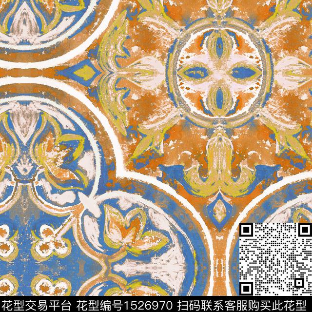 RM049 pat v.jpg - 1526970 - 民族风 金色 azulejos - 传统印花花型 － 女装花型设计 － 瓦栏