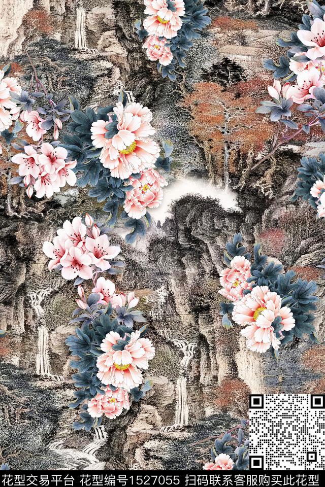 CCDC1521.jpg - 1527055 - 花卉 中老年 旗袍 - 数码印花花型 － 女装花型设计 － 瓦栏