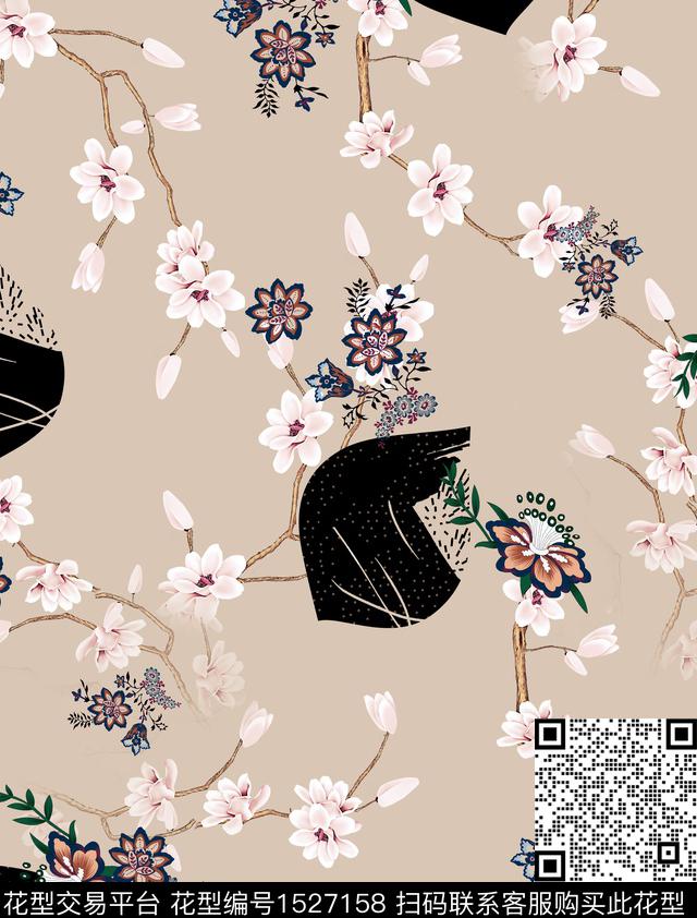 花卉女装连衣裙数码印花花型下载（图片编号: 1527158） - 瓦栏（Walan）
