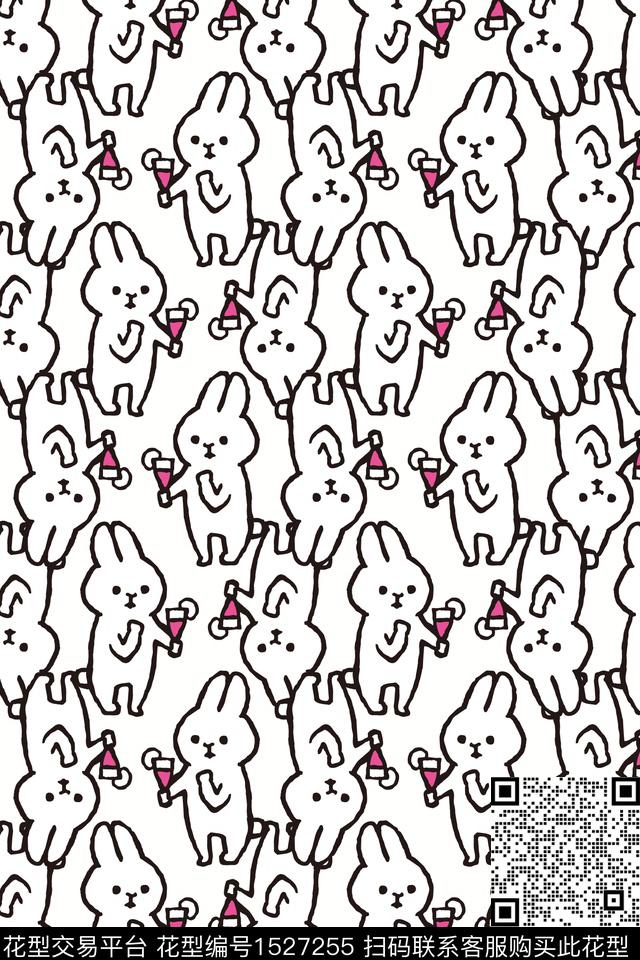 23020801.jpg - 1527255 - 兔子 童装 卡通 - 数码印花花型 － 童装花型设计 － 瓦栏