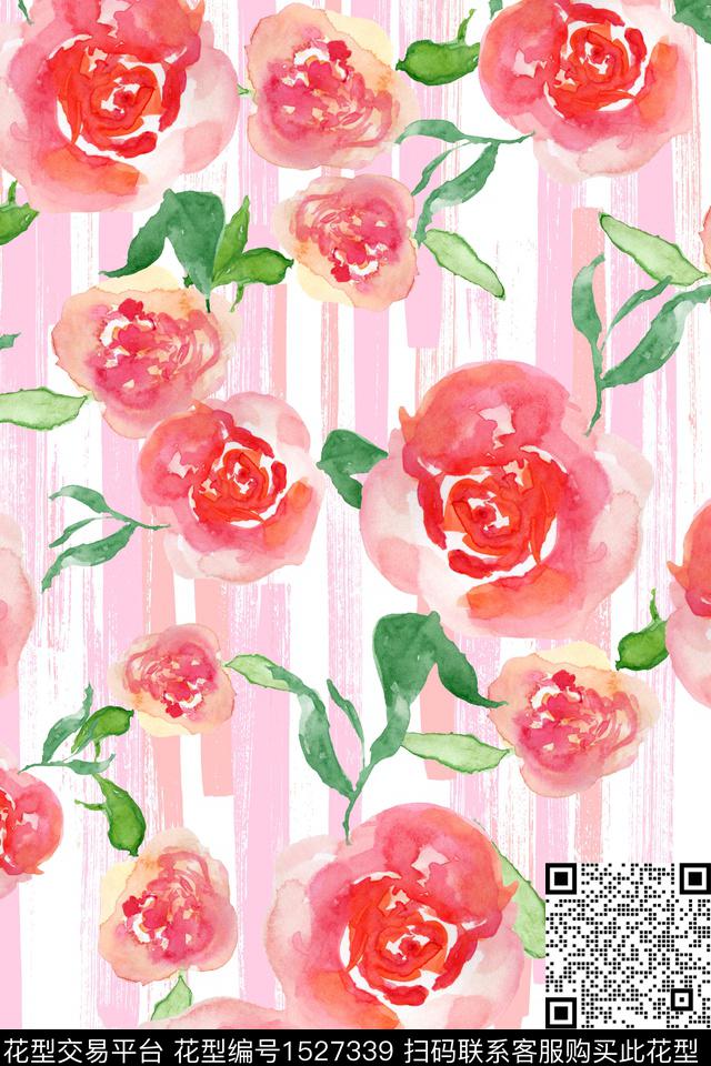 水彩春夏花型花卉数码印花花型下载（图片编号: 1527339） - 瓦栏（Walan）
