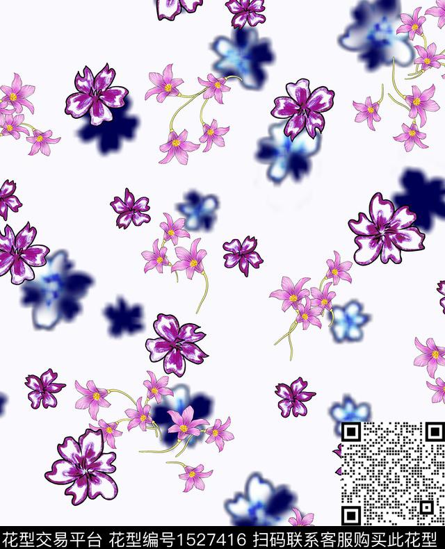 花卉女装连衣裙数码印花花型下载（图片编号: 1527416） - 瓦栏（Walan）