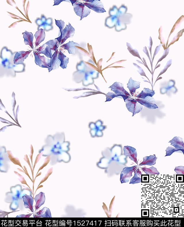 花卉女装连衣裙数码印花花型下载（图片编号: 1527417） - 瓦栏（Walan）