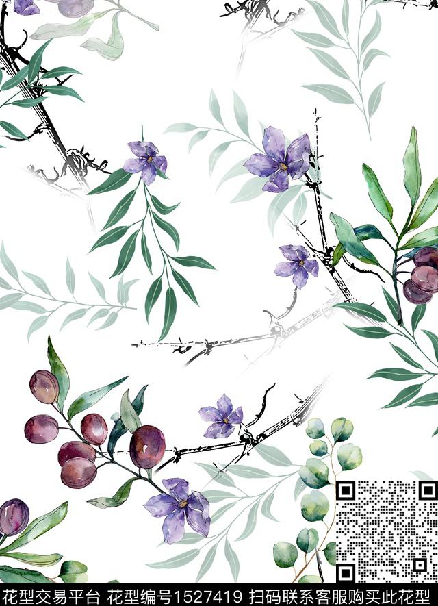 花卉女装连衣裙数码印花花型下载（图片编号: 1527419） - 瓦栏（Walan）