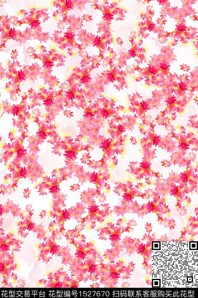 清爽底花卉水彩春夏花型数码印花花型下载（图片编号: 1527670） - 瓦栏（Walan）