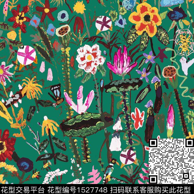 油画花型小碎花流行色数码印花花型下载（图片编号: 1527748） - 瓦栏（Walan）