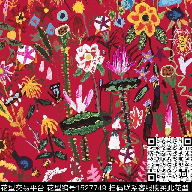 油画花型小碎花流行色数码印花花型下载（图片编号: 1527749） - 瓦栏（Walan）