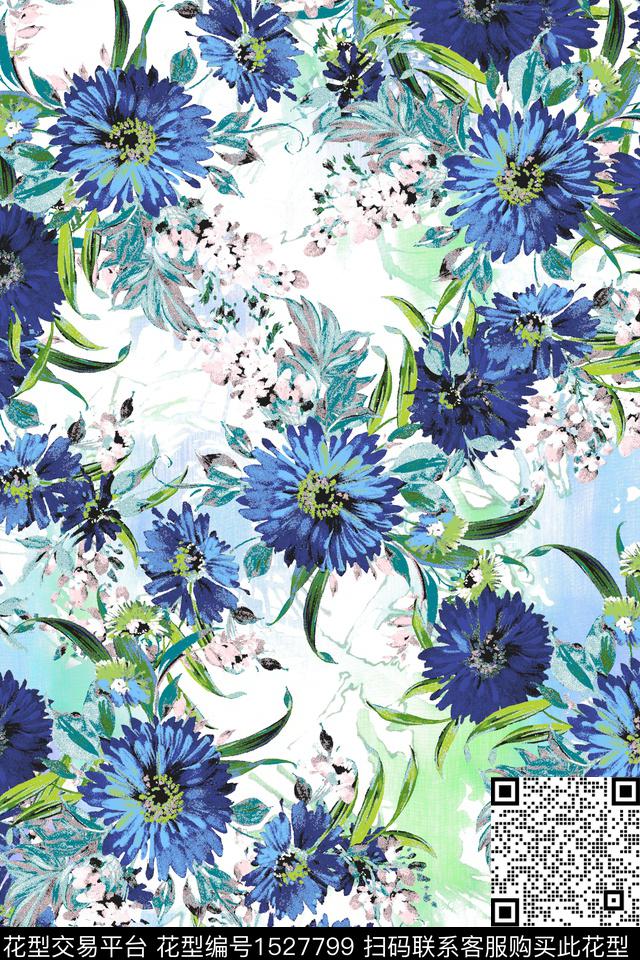 水彩春夏花型花卉数码印花花型下载（图片编号: 1527799） - 瓦栏（Walan）