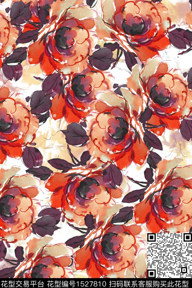 水彩春夏花型花卉数码印花花型下载（图片编号: 1527810） - 瓦栏（Walan）