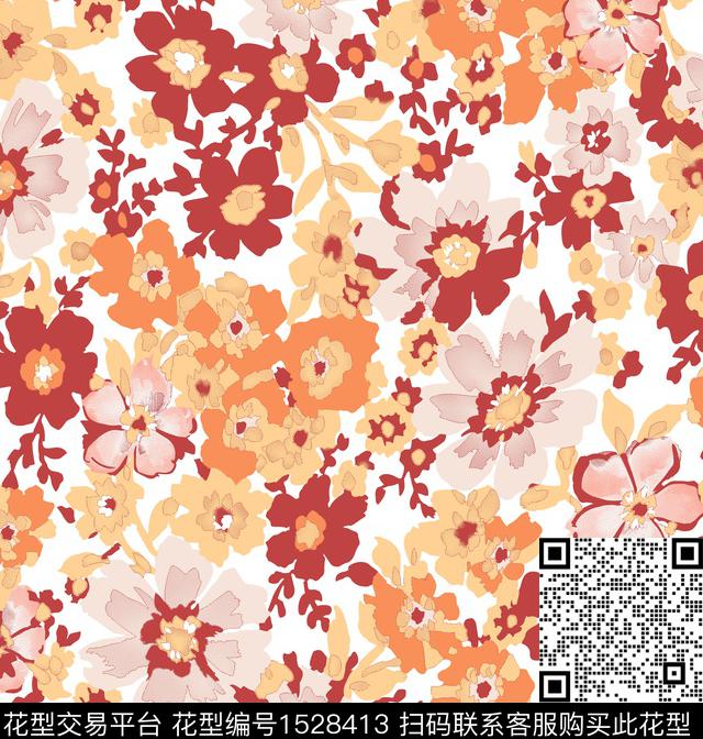 ZJY20230246.jpg - 1528413 - 植物 花卉 小碎花 - 传统印花花型 － 床品花型设计 － 瓦栏