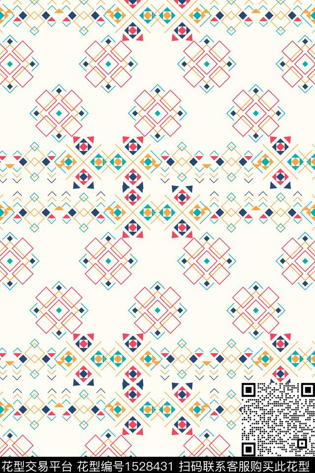 女装民族风格子数码印花花型下载（图片编号: 1528431） - 瓦栏（Walan）