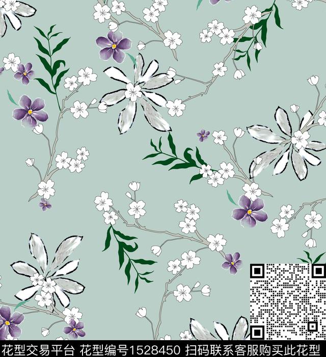 花卉女装连衣裙数码印花花型下载（图片编号: 1528450） - 瓦栏（Walan）