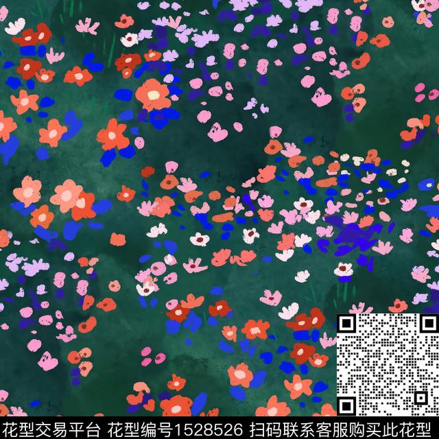 R2302077.jpg - 1528526 - 手绘花卉 小碎花 风景景观 - 数码印花花型 － 女装花型设计 － 瓦栏
