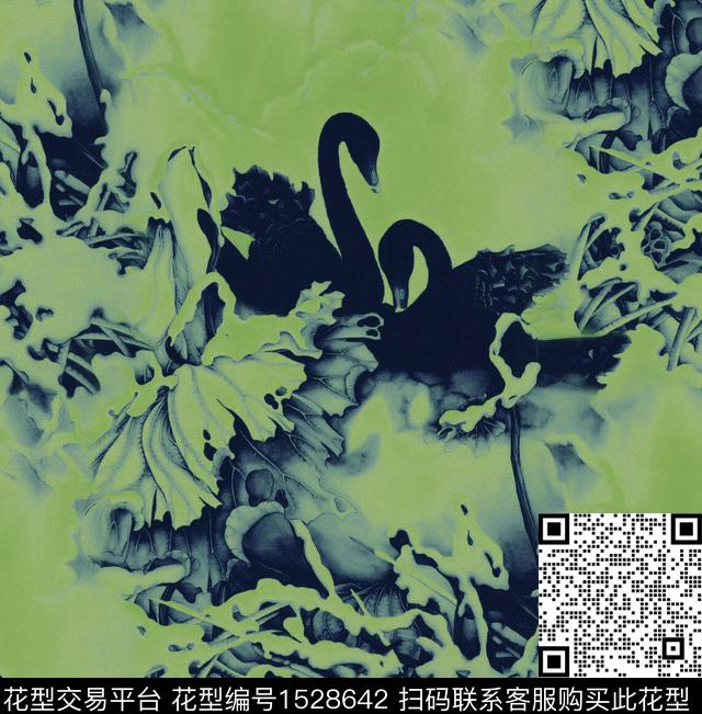 R2302090.jpg - 1528642 - 香云纱 天鹅 中国 - 数码印花花型 － 女装花型设计 － 瓦栏