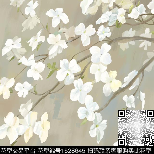 春夏花型休闲定位花数码印花花型下载（图片编号: 1528645） - 瓦栏（Walan）