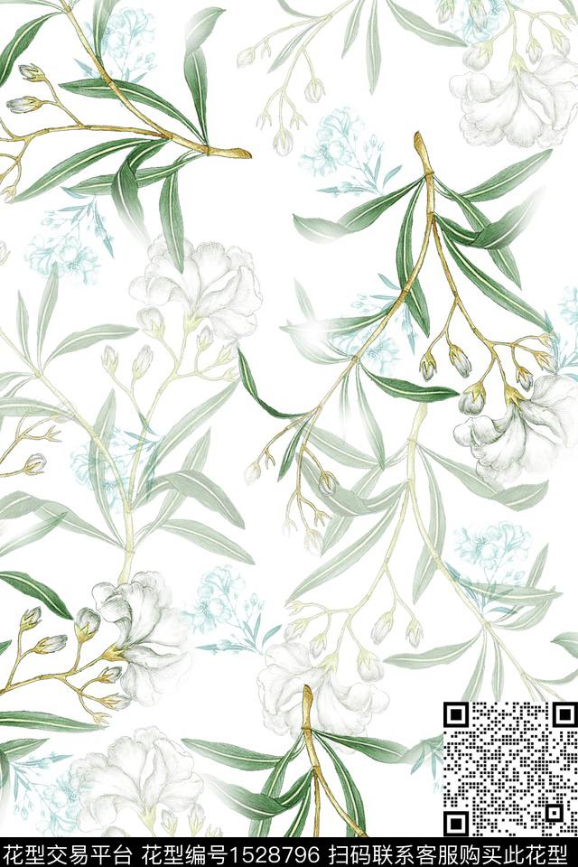 小清新年轻女性清爽底花卉数码印花花型下载（图片编号: 1528796） - 瓦栏（Walan）