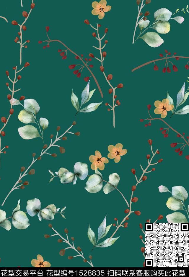 女装花卉连衣裙数码印花花型下载（图片编号: 1528835） - 瓦栏（Walan）
