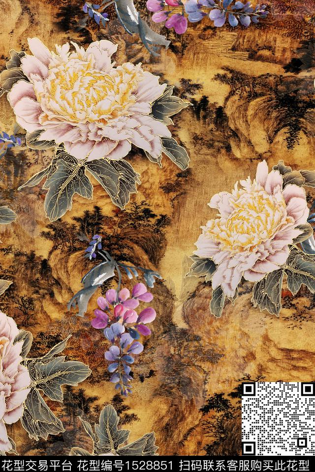 CCDC1598.jpg - 1528851 - 花卉 大花 中老年 - 数码印花花型 － 女装花型设计 － 瓦栏