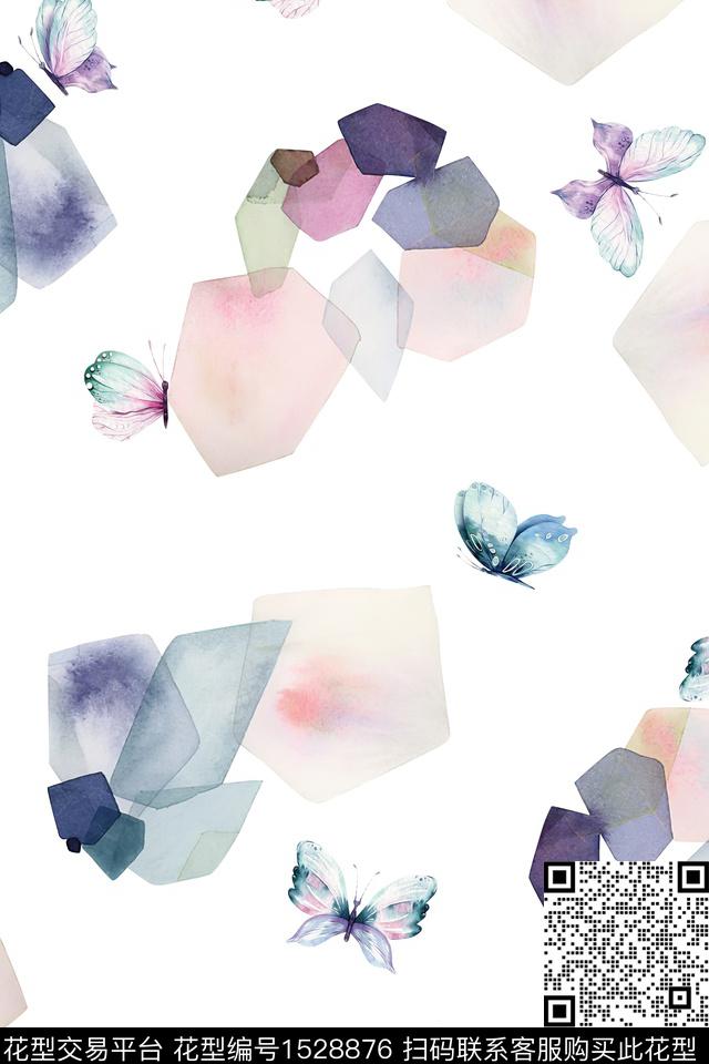女装蝴蝶几何数码印花花型下载（图片编号: 1528876） - 瓦栏（Walan）