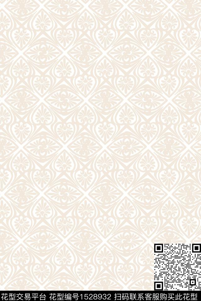 23021714.jpg - 1528932 - 民族风 传统纹样 墙纸 - 数码印花花型 － 墙纸花型设计 － 瓦栏