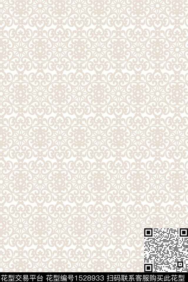 23021715.jpg - 1528933 - 民族风 传统纹样 墙纸 - 数码印花花型 － 墙纸花型设计 － 瓦栏