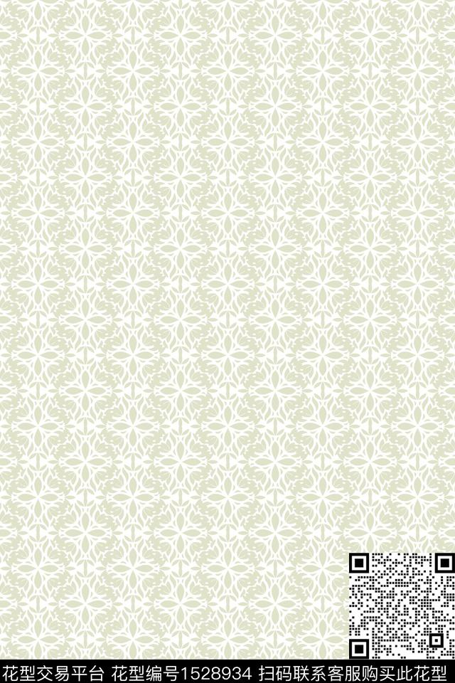 23021716.jpg - 1528934 - 民族风 传统纹样 墙纸 - 数码印花花型 － 墙纸花型设计 － 瓦栏
