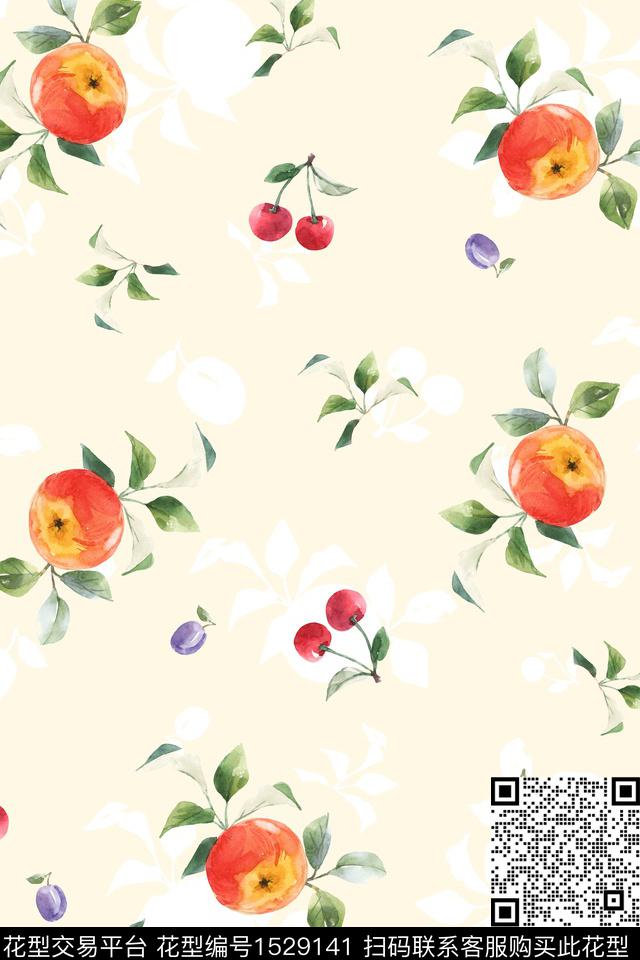 小清新年轻女性绿植树叶数码印花花型下载（图片编号: 1529141） - 瓦栏（Walan）
