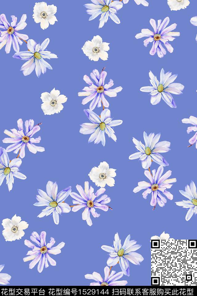 小清新年轻女性花卉数码印花花型下载（图片编号: 1529144） - 瓦栏（Walan）