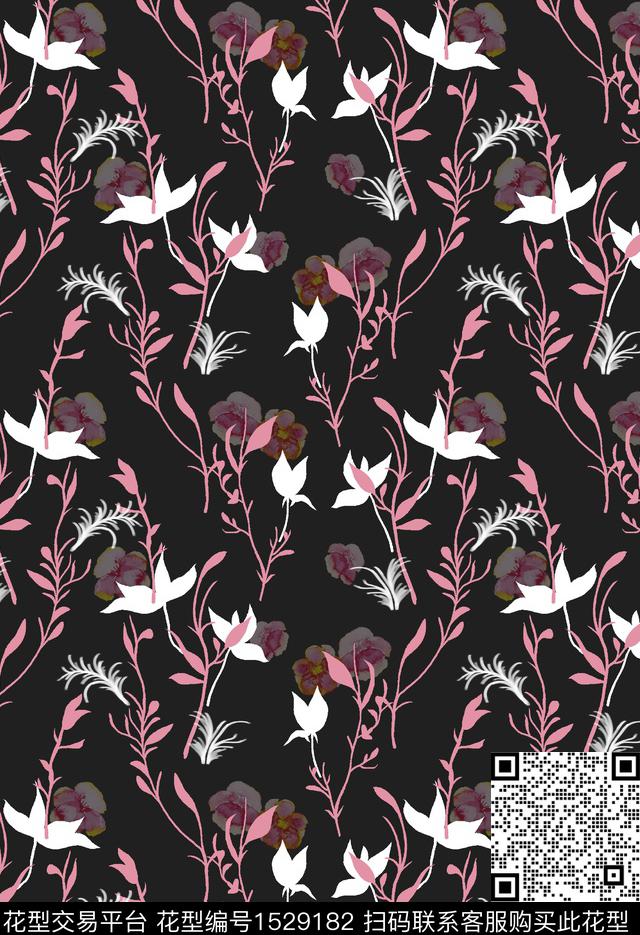 女装花卉连衣裙数码印花花型下载（图片编号: 1529182） - 瓦栏（Walan）