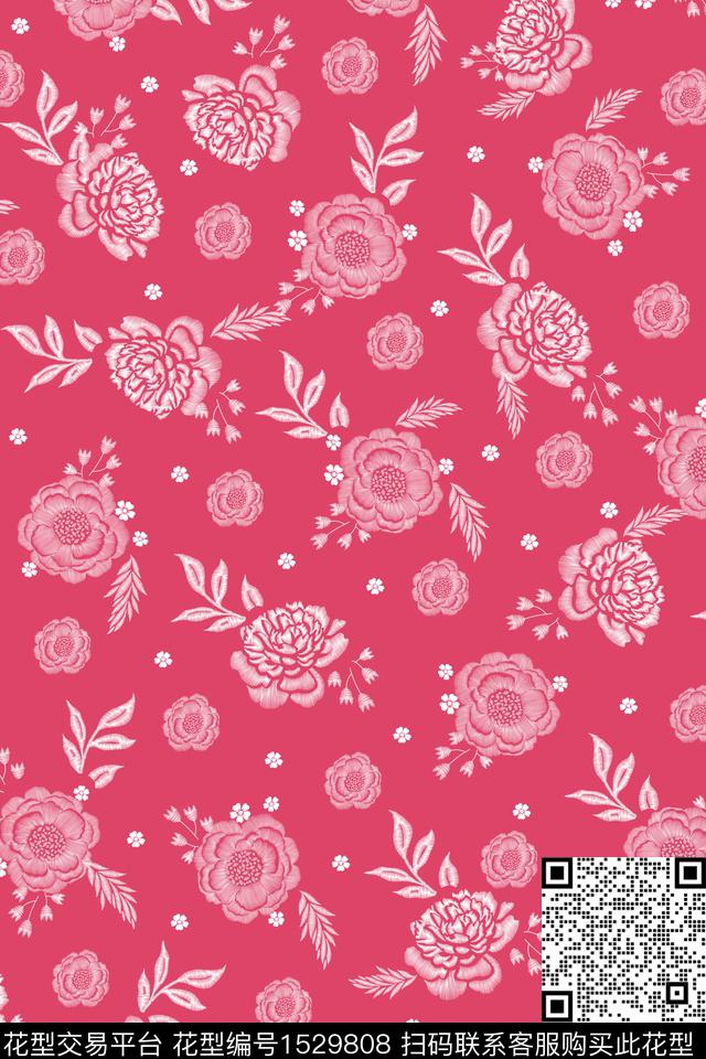 花卉20170.jpg - 1529808 - 大牌风 女装 花卉 - 数码印花花型 － 女装花型设计 － 瓦栏