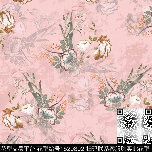 花卉女装底纹数码印花花型下载（图片编号: 1529892） - 瓦栏（Walan）