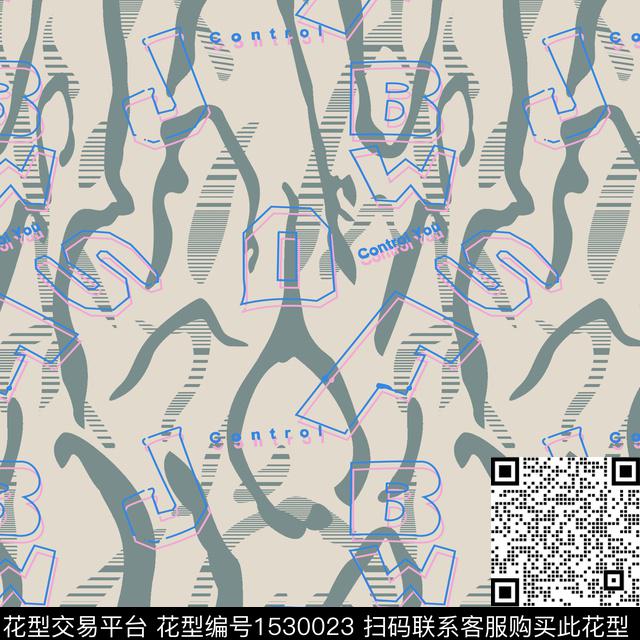 迷彩英文330301.jpg - 1530023 - 字母 男装 简约 - 传统印花花型 － 男装花型设计 － 瓦栏