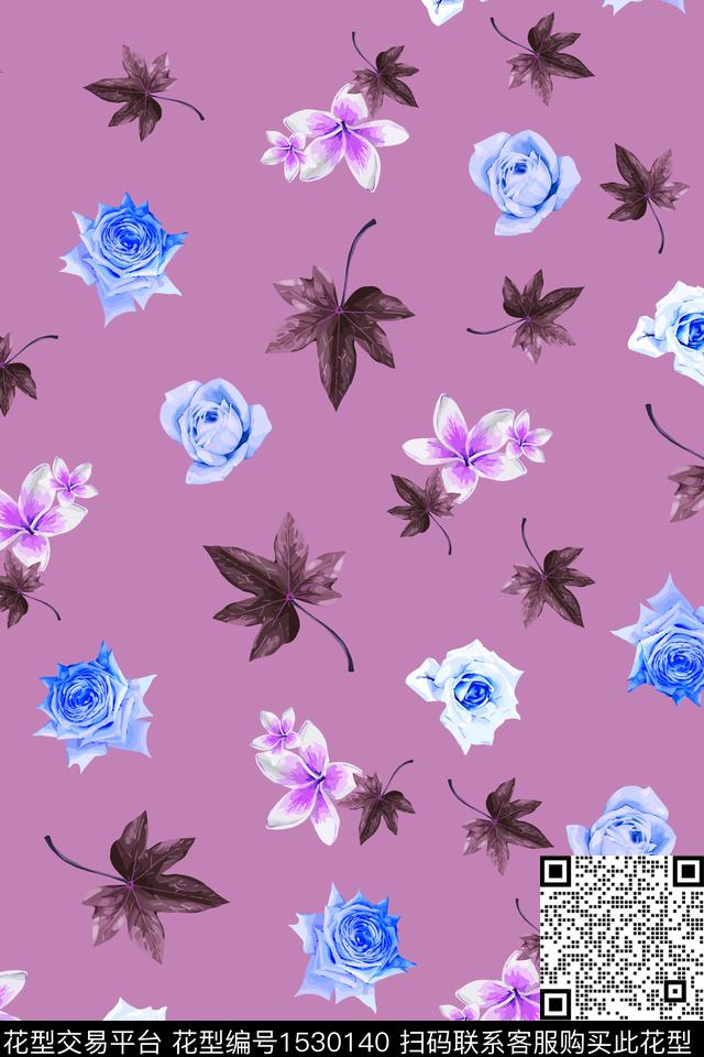 花卉20172-2.jpg - 1530140 - 女装 大牌风 热带花型 - 数码印花花型 － 女装花型设计 － 瓦栏