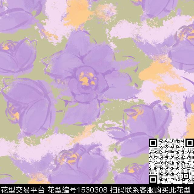 手绘花卉清新风春夏新品数码印花花型下载（图片编号: 1530308） - 瓦栏（Walan）