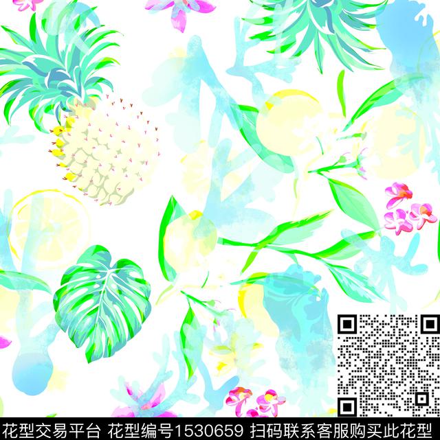 碎花.jpg - 1530659 - 沙滩裤 女装 手绘花卉 - 数码印花花型 － 泳装花型设计 － 瓦栏