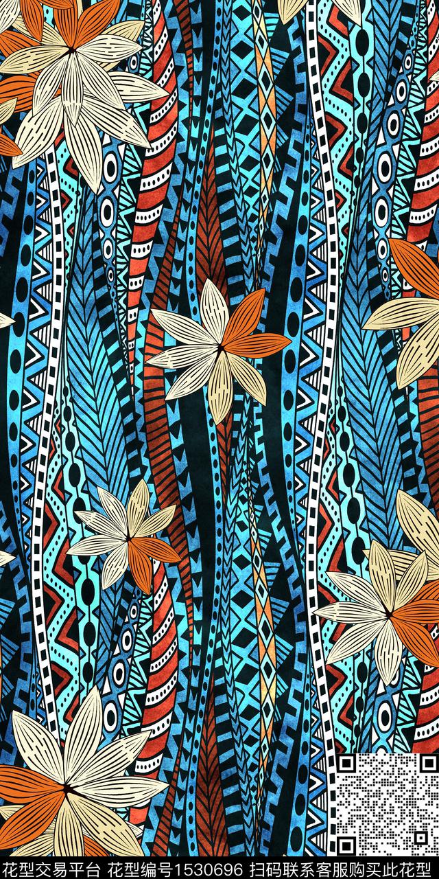 1.jpg - 1530696 - 民族风 几何 花 - 数码印花花型 － 女装花型设计 － 瓦栏