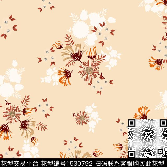 矢量绿植树叶花卉数码印花花型下载（图片编号: 1530792） - 瓦栏（Walan）