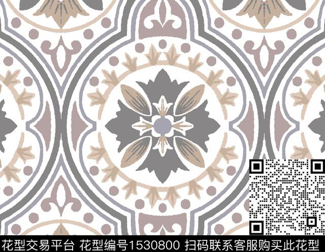 TL-151126-4.jpg - 1530800 - 民族风 几何花卉 欧式纹样 - 传统印花花型 － 窗帘花型设计 － 瓦栏