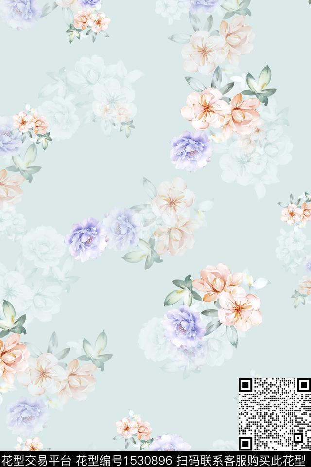 小碎花水彩花卉数码印花花型下载（图片编号: 1530896） - 瓦栏（Walan）