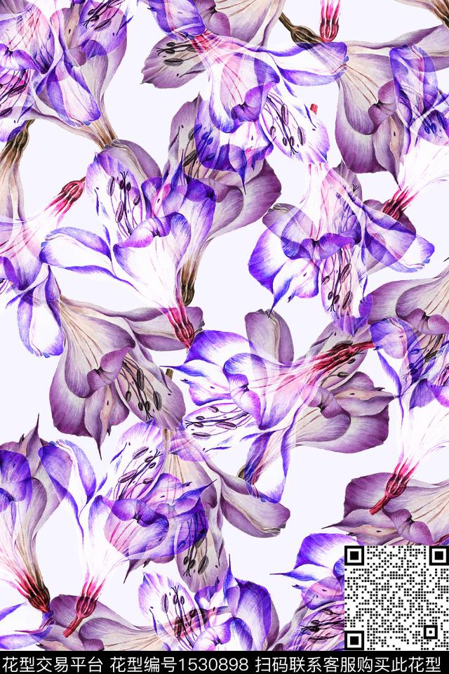 水彩花卉女装数码印花花型下载（图片编号: 1530898） - 瓦栏（Walan）